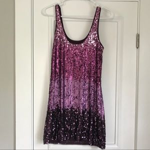 Express Purple Ombré Sequin Dress